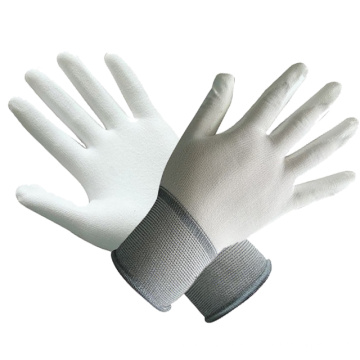 Polyester/Nylon Gloves with White PU Coated with Ce